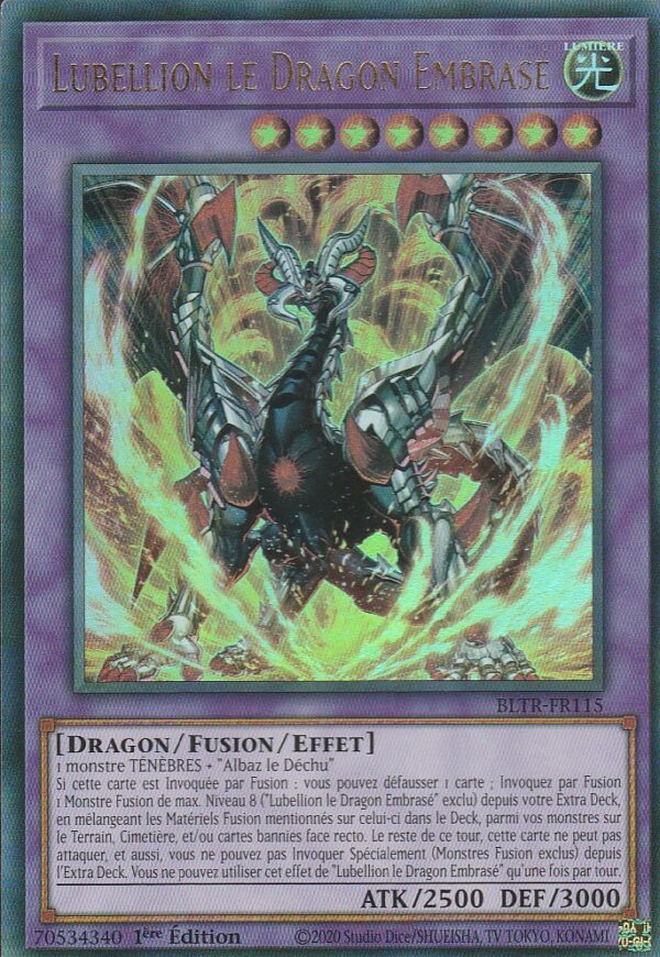 Carte Yu-Gi-Oh ! - Bataille de Légende : La Vengeance du Terminal (BLTR) - Lubellion le Dragon Embrasé - FR115 - 1ère Edition