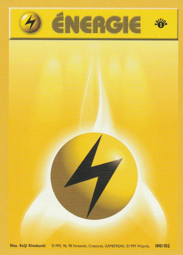 Carte POKEMON Set de Base 100/102 Energie ELECTRIQUE VF Edition 1