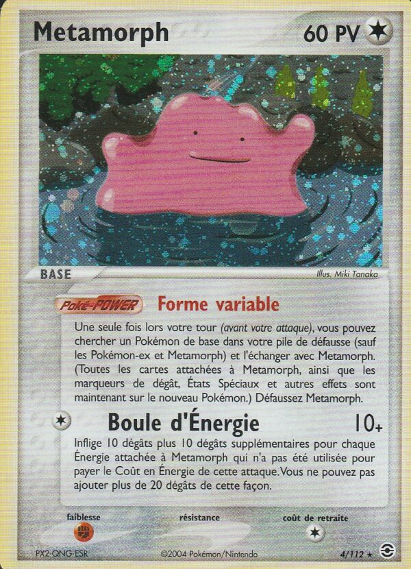 Carte POKEMON Rouge Feu & Vert Feuille 004/112 METAMORPH VF