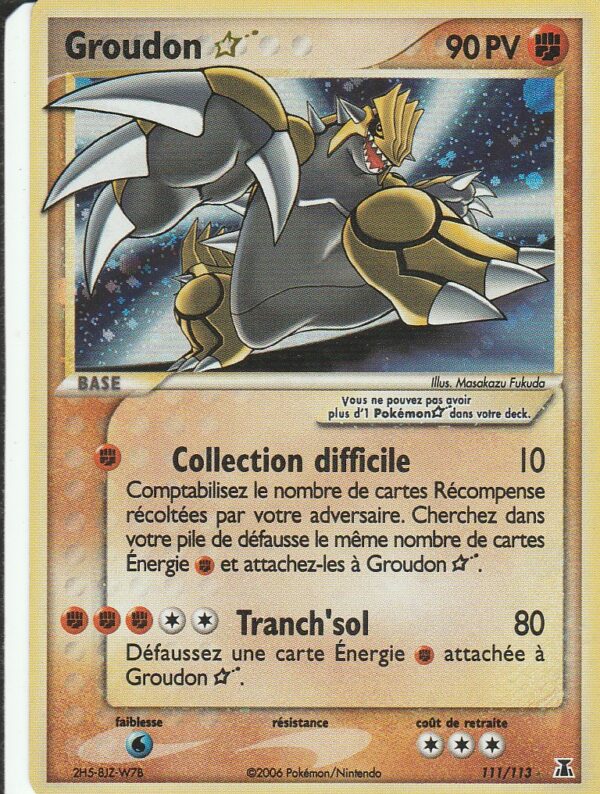 Carte POKEMON Espèces DELTA 111/113 GROUDON STAR VF GOLD STAR