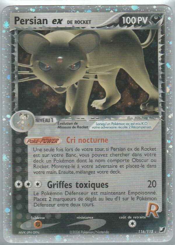 Carte POKEMON Forces Cachées 116/115 PERSIAN EX de ROCKET VF