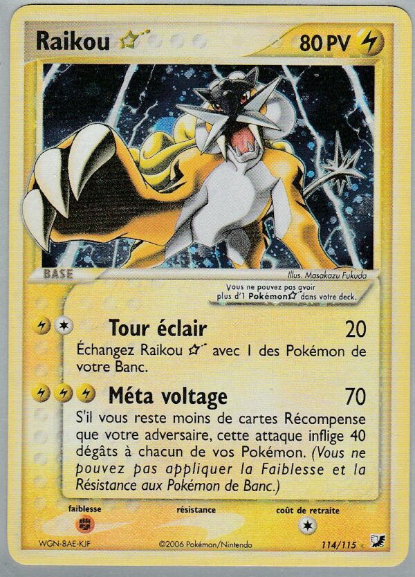 Carte POKEMON Forces Cachées 114/115 RAIKOU STAR VF GOLD STAR