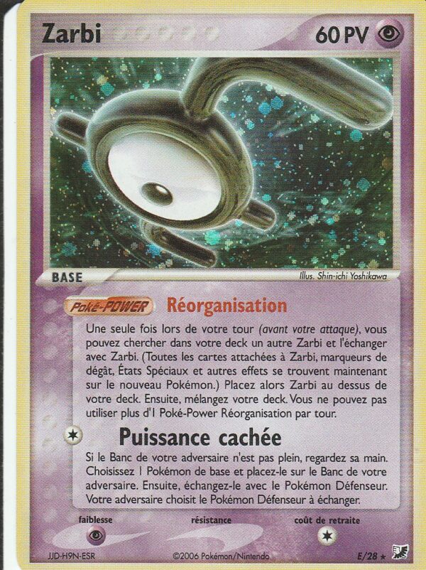 Carte POKEMON Forces Cachées E/28 ZARBI E VF