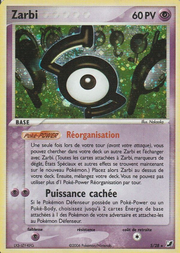 Carte POKEMON Forces Cachées S/28 ZARBI S VF