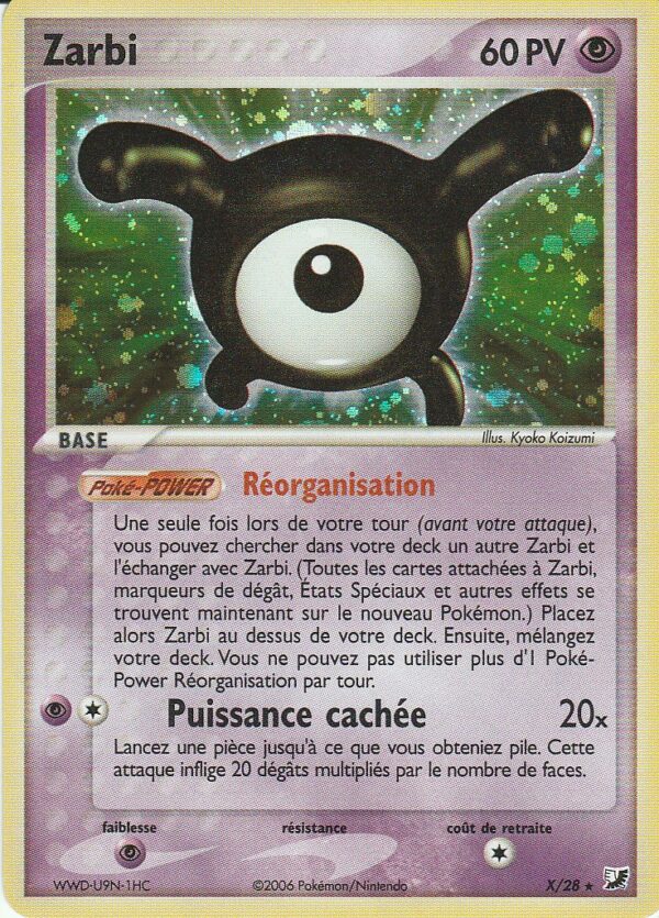 Carte POKEMON Forces Cachées X/28 ZARBI X VF