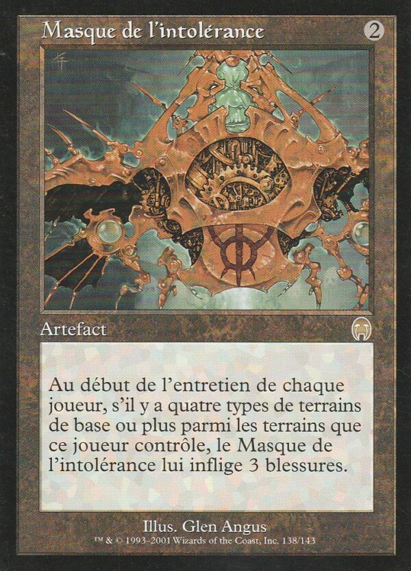 Carte MAGIC APOCALYPSE 138/143 Masque de l'Intolérance VF