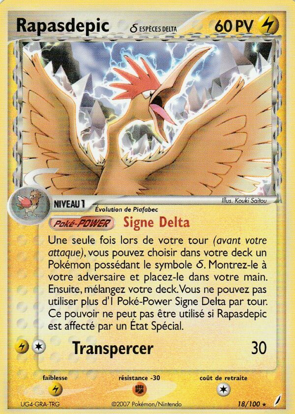 Carte POKEMON Gardiens de Cristal 018/100 RAPASDEPIC VF
