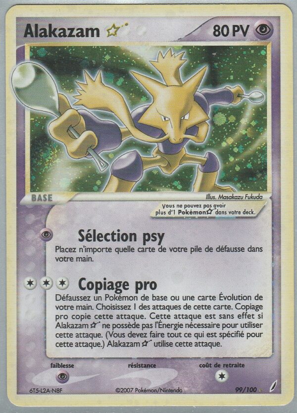 Carte POKEMON Gardiens de Cristal 099/100 ALAKAZAM STAR VF GOLD STAR