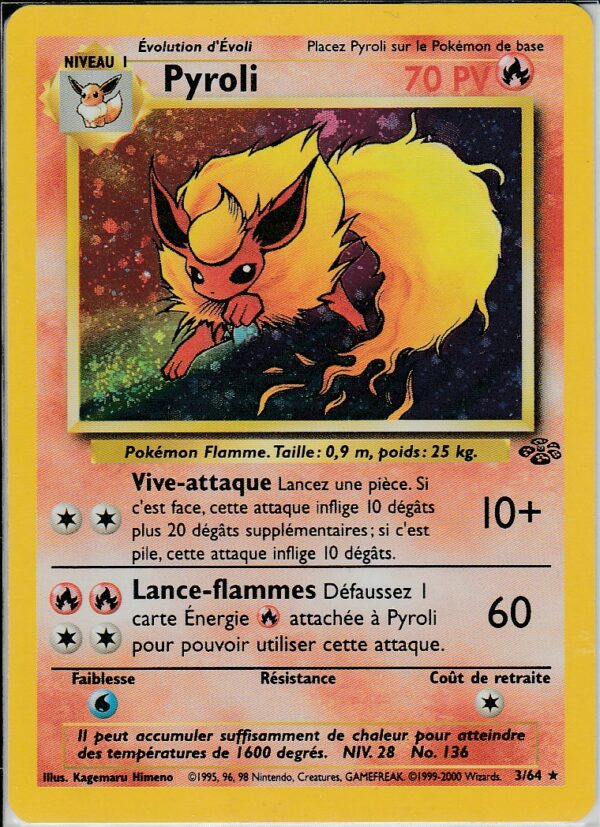 Carte POKEMON JUNGLE 03/64 PYROLI VF