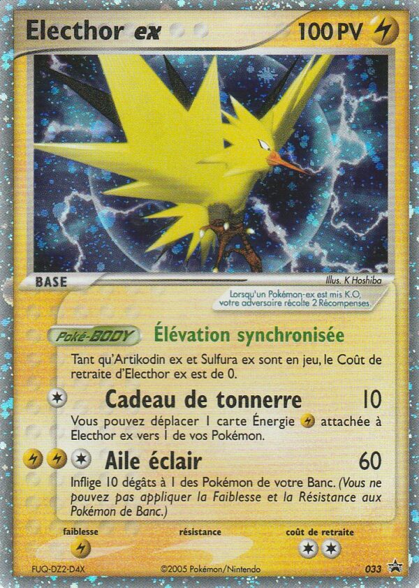 Carte POKEMON NINTENDO BLACK STAR 033 ELECTHOR EX VF