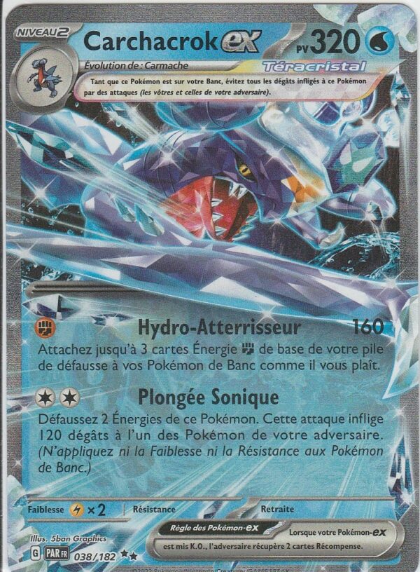 Carte POKEMON Faille Paradoxe PAR 038/182 CARCHACROK EX VF