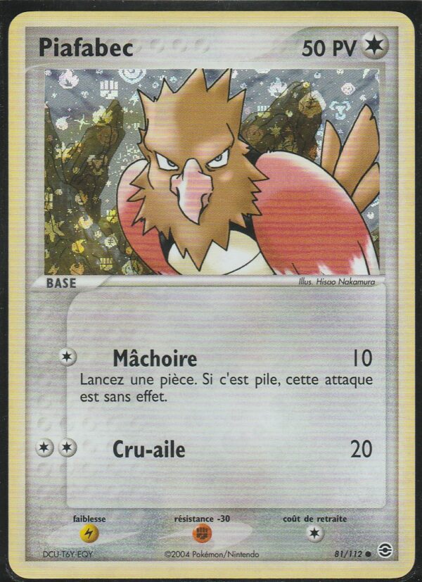 Carte POKEMON Rouge Feu & Vert Feuille 081/112 PIAFABEC VF REVERSE HOLO.