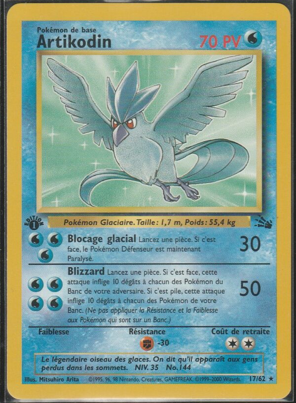 Carte POKEMON FOSSILE 17/62 ARTIKODIN VF Edition 1