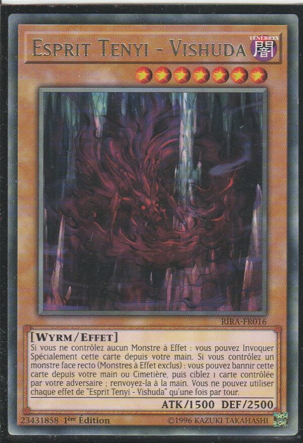 Carte Yu-Gi-Oh ! - Le Soulèvement de la Fureur (RIRA) - FR016 - Esprit TENYI – VISHUDA - 1ère Edition