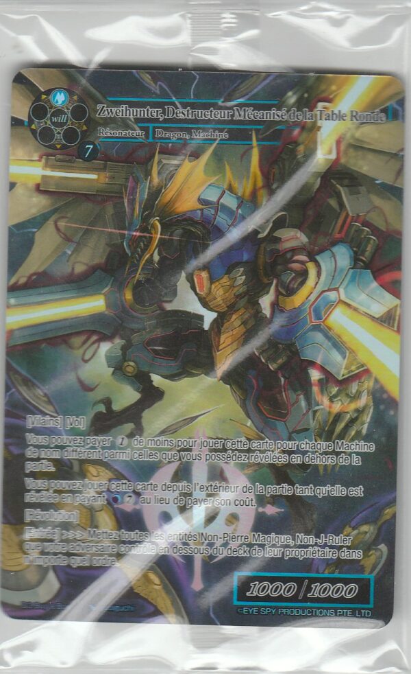 Carte FORCE of WILL - Le Jeu des Dieux : Révolution - D3 Promo Buy-a-Box - ZWEIHUNTER, Destructeur Mécanisé de la Table Ronde - VF FOIL