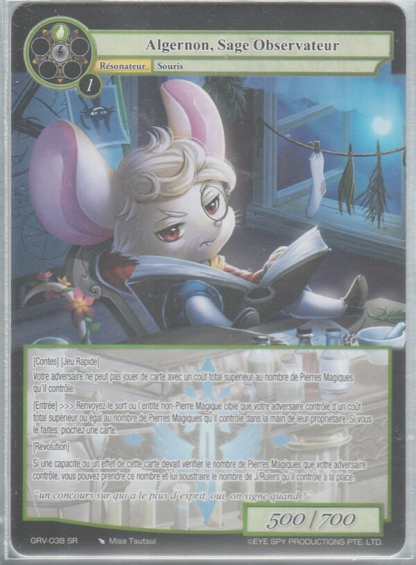 Carte FORCE of WILL - Le Jeu des Dieux : Révolution - D3 GRV-038 - ALGERNON, Sage Observateur - VF