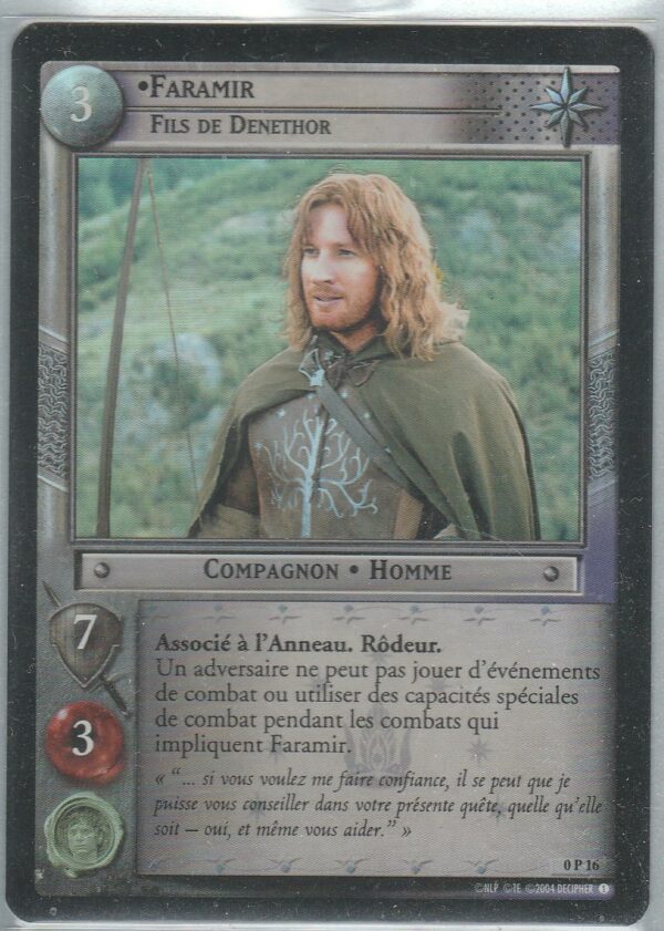 Carte JCC SEIGNEUR des ANNEAUX - 0P16 - FARAMIR Fils de DENETHOR - VF FOIL