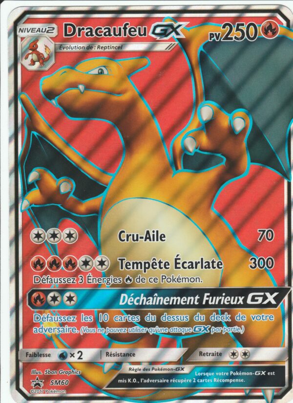 Carte POKEMON BLACK STAR PROMOS SM60 DRACAUFEU GX VF OVERSIZED