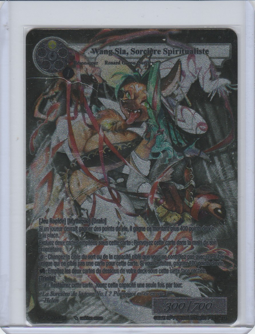 Carte FORCE of WILL - Les Dix Serments de la Guerre de PROTOPATERPOLIS - T4-TOP-SP03 - WANG SIA, Sorcière Spiritualiste - VF FOIL FULL ART
